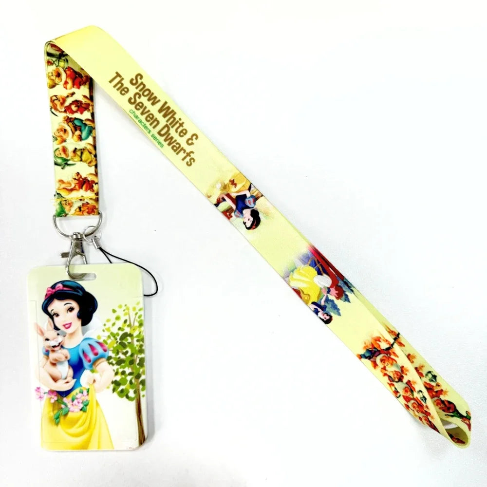 Disney's Credential Holder Mickey Mouse Lanyard Bear Phone Rope ID Card Badge Holder Princess Neck Strap Cartoon Keychain Gift