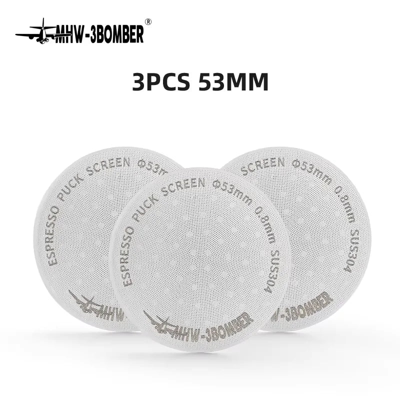 MHW-3BOMBER Titanium Coating Espresso Puck Screen 51/53/58.5mm Reusable Metal Filter 0.8mm Thickness Lower Shower Screen