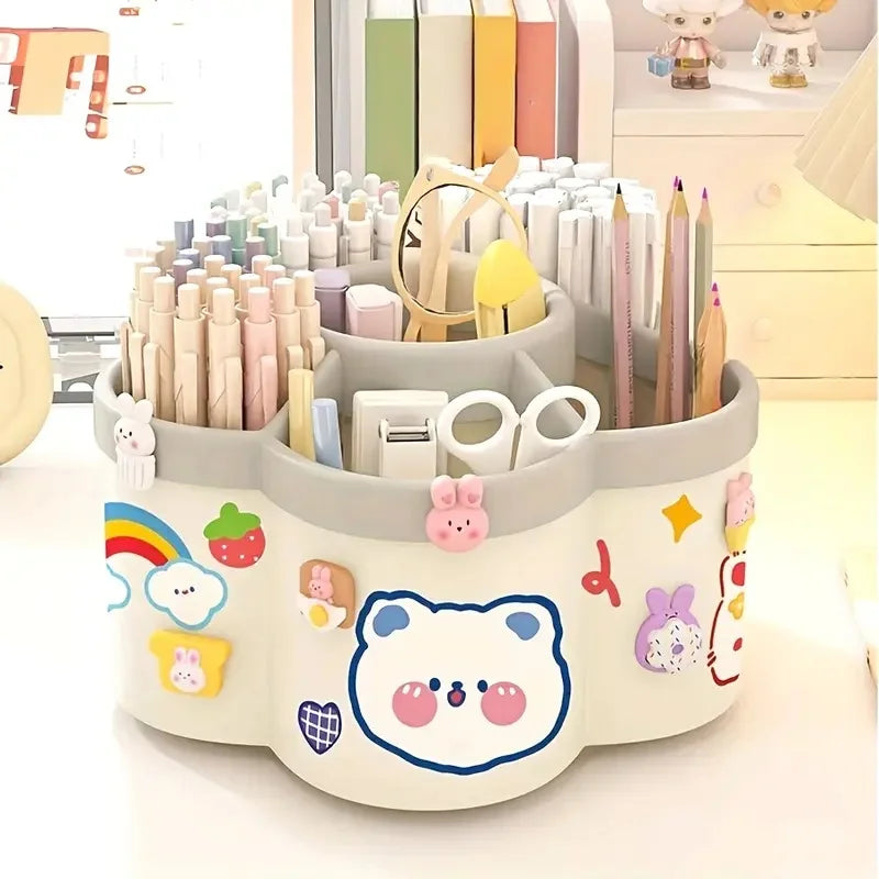 Large Capacity 360° Rotating Pen Holder Multifunctional Desktop Organizer for Stationery  Storage Box Multiple Office Supplies