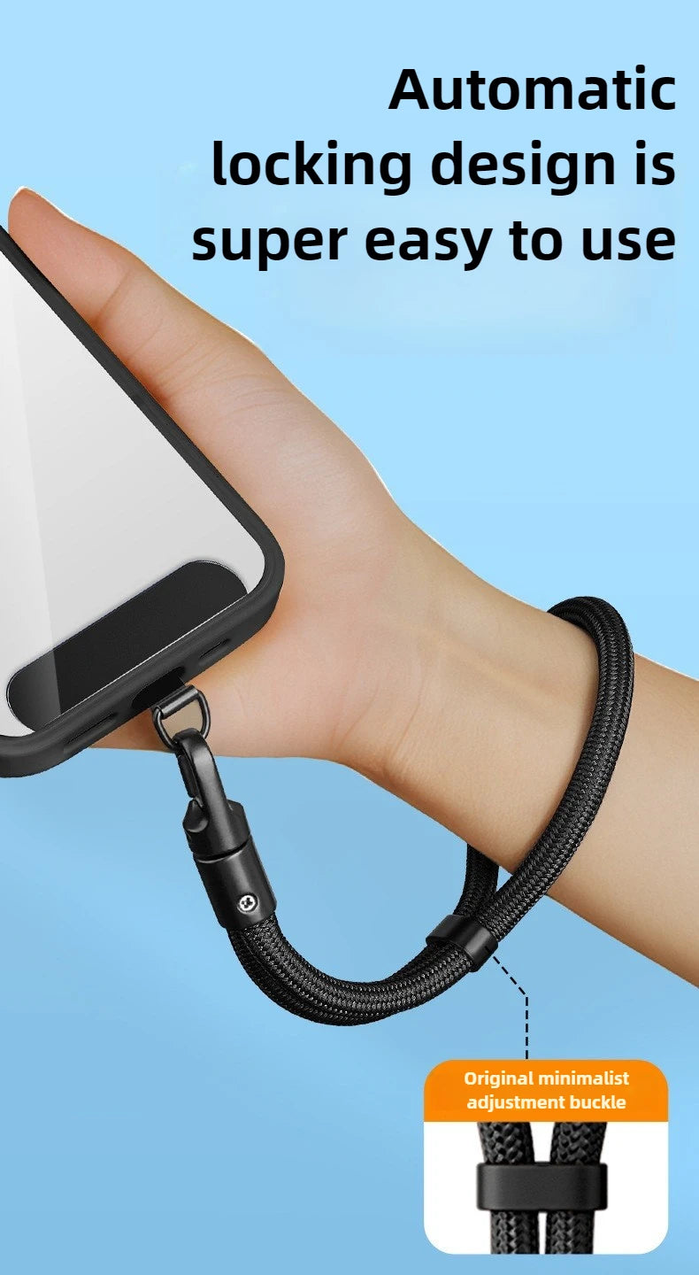 1pc Universal Adjustable Mobile Phone Lanyard Short Wrist Strap with Self-locking Anti-drop Design Durable Polyester Phone Strap