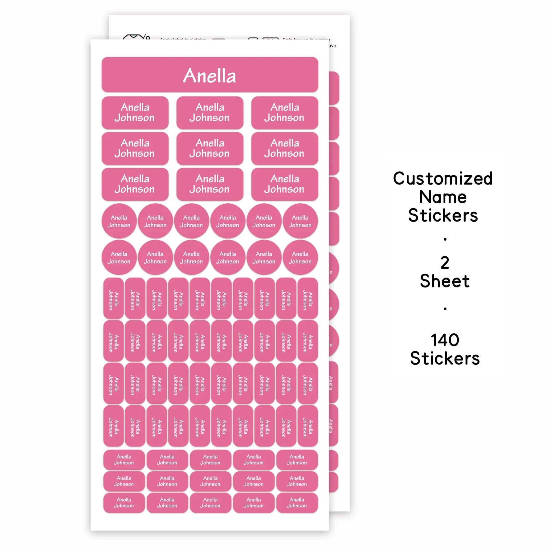 140PCS Personalized Name Stickers Custom Labels, Waterproof Vinyl Name Tags for School Supplies, Bottles, Lunch Boxes