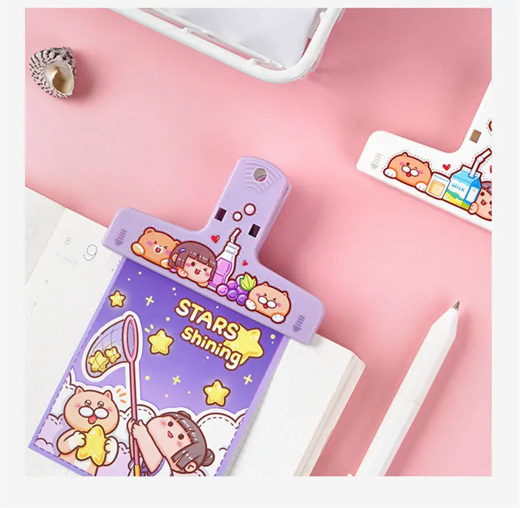 Cute Cartoon ABS Paper Clipper Bookmark Binder Multicolor Office Accessories Document Clip School Supplies Kawaii Stationery