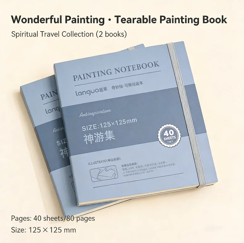 40sheet Tearable Drawing Notebook Sketchbook Handbook 250gsm Paper Mini Book for Watercolor Acrylic Marker Pen Gouache