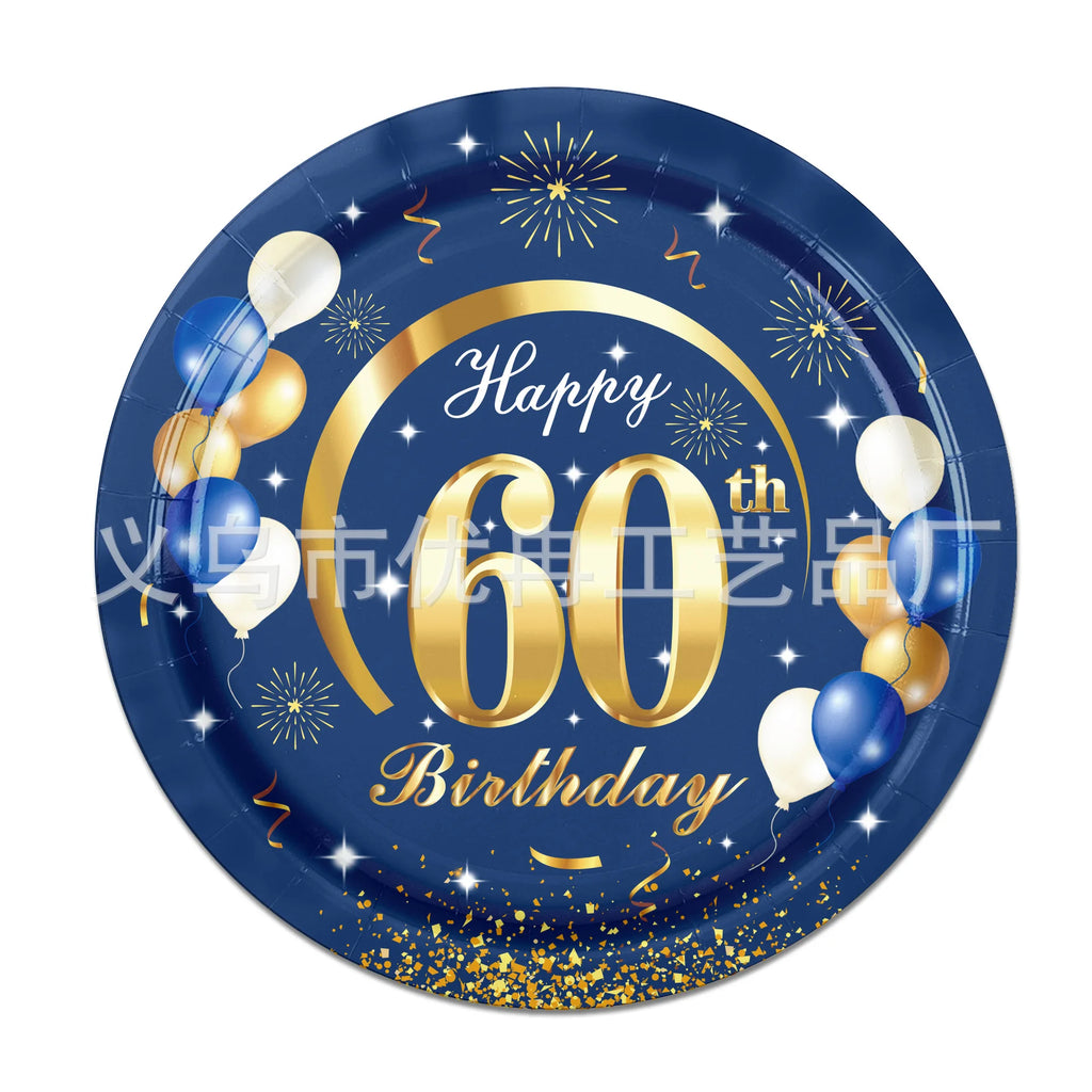 18th 30th 40th 50th 60th 70th Birthday Decorations Men Women Blue Birthday Happy Birthday  Plates Cup Tableware Anniversary