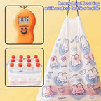 1 roll 100pcs blue rabbit garbage bag Portable Printed Thickened Garbage Bags, Stylish Blue Heart & Rabbit Drawstring Trash Bags