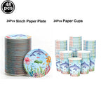 Ocean Sea Birthday Party Tableware Turtle Whale Print Plates Napkins Cups for Baby Shower Ocean Party Birthday Decorations