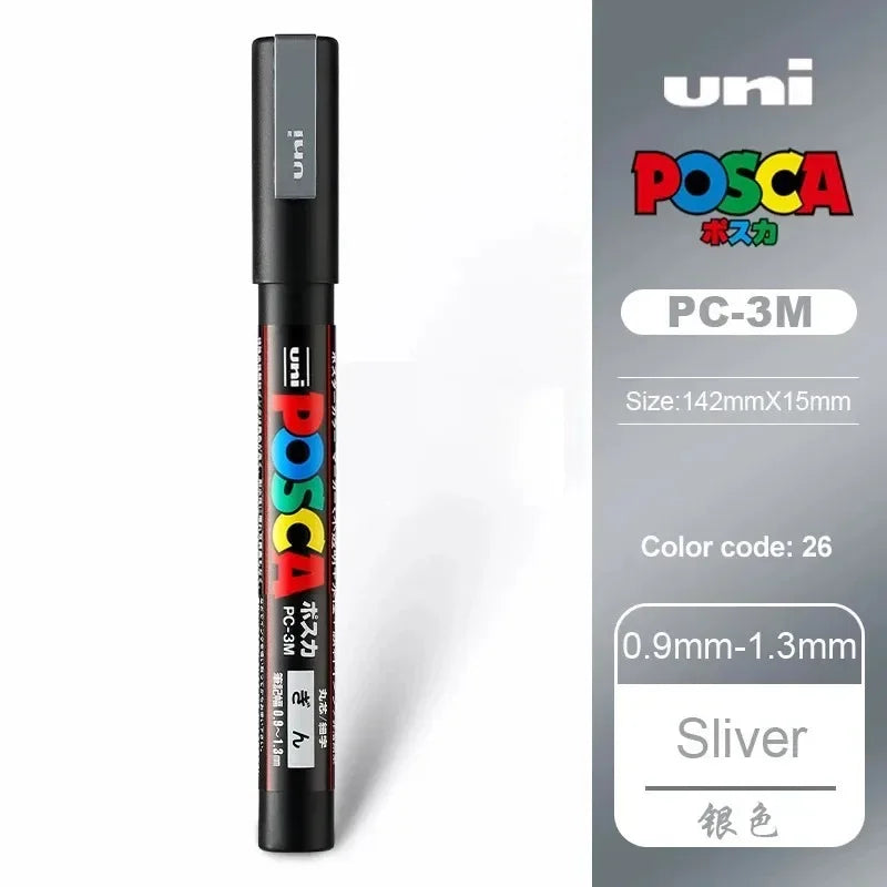1pcs Japan UNI POSCA Markers PC-1M/3M/5M Acrylic Graffiti Pen Waterproof DIY Stackable Color Art Painting School Supplies