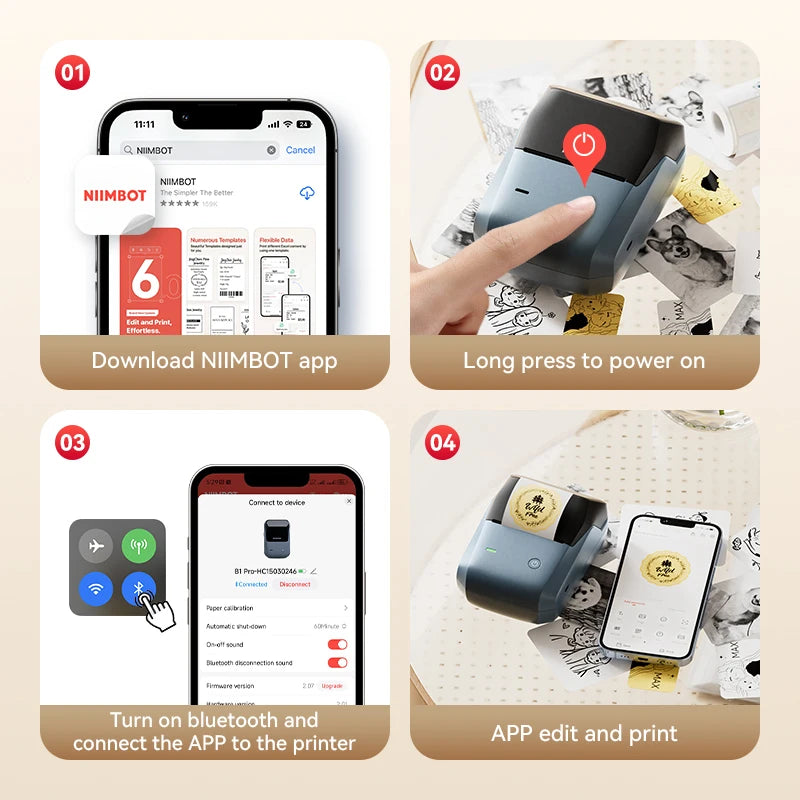 Niimbot B1 Pro Label Printer 300 DPI High-definition Red Black Color Printing Self-adhesive Photo Printing for Business Home