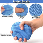 10Pcs Car Detailing Applicator Pads Car Care Waxing Polish Sponges Soft Microfiber Round Pocket Foam Sponges Car Cleaning Tools