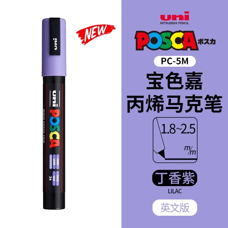 uni POSCA POP Water-Based Marker,Assorted Colors PC-1M/3M/5M 0.7~2.5mm Tips Professional Acrylic Paint Pen for Artists&Designers