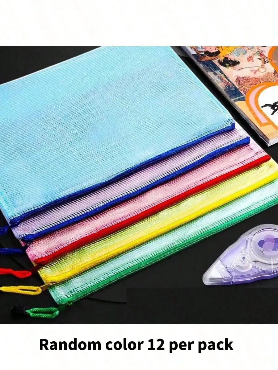Large Capacity Waterproof A4 File Bag Zipper Document Storage Bag for Desktop Game School Textbook Suitable Office Supplies