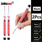 1-100Pcs 2cm Waterproof Long Head Markers Deep Hole Marker Pen for Metal Carpenter Red/Black/Blue/Green Ink Woodworking Tools