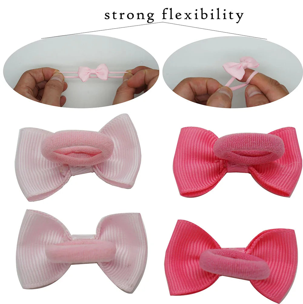 40/60/80 Baby Girls Hair Ties 2 Inches Hair Bows Rubber Band Ribbon Hair Bands Ropes for Infant Children Gift 40 Colors in Pairs