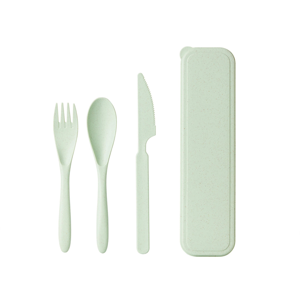 3Pcs/set Wheat Straw Dinnerware Set Portable Tableware Knife Fork Spoon Eco-Friendly Travel Cutlery  Utensil Box Chopsticks