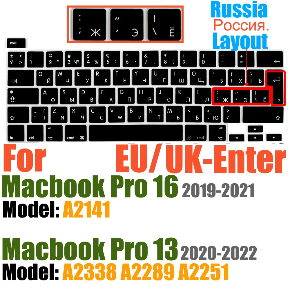 Compatible with MacBook Pro 13 Keyboard Cover A2289/A2338/A2251&MacBook Pro 16 Keyboard Cover A2141 Thin Protector for Touch Bar