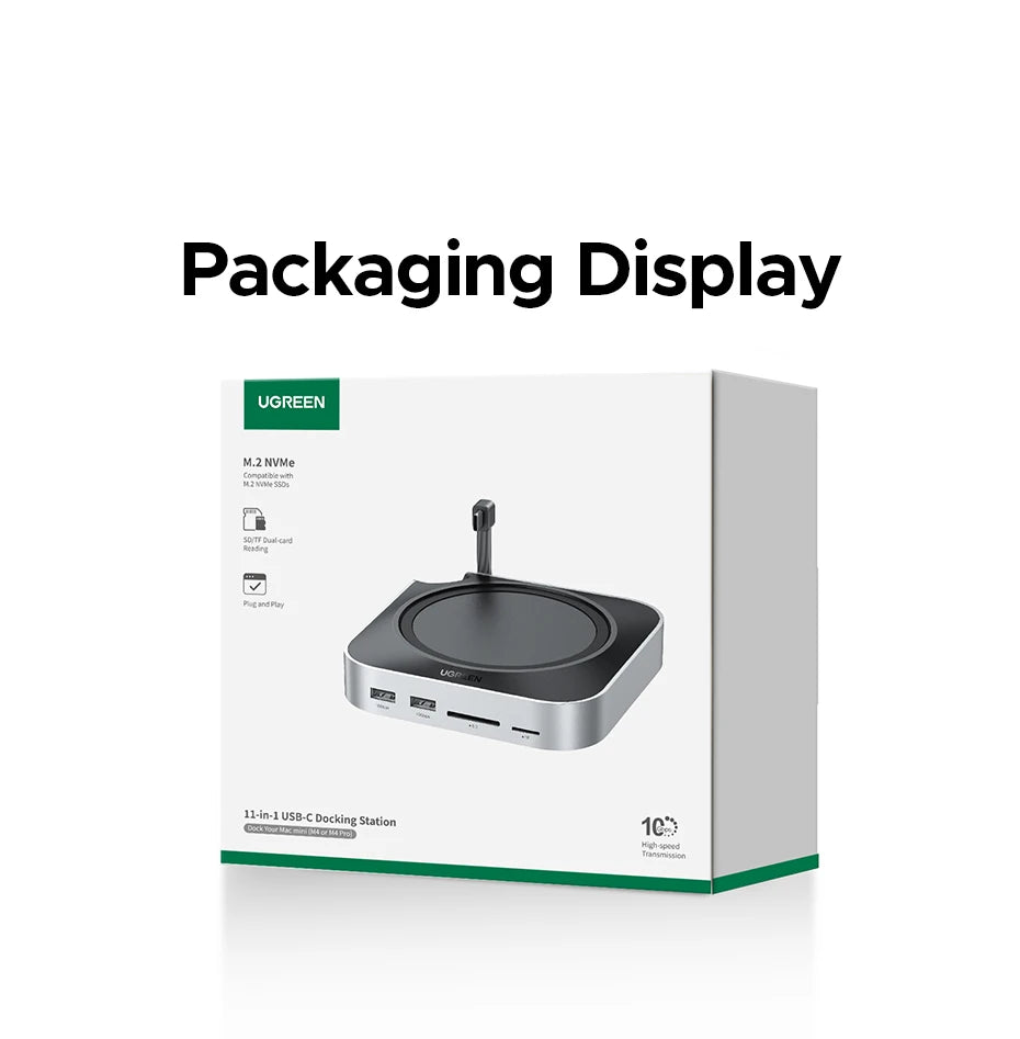 UGREEN USB HUB Docking Station for Mac Mini M4 M4 Pro M.2 NVMe SSD 8TB Max 10Gbps USB-A&C Ports SD&TF 170MB/s USB Splitter Dock