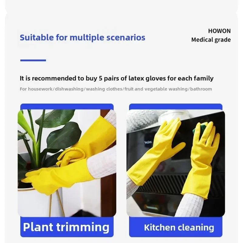 Natural Latex Gloves,Rubber,Household Kitchen Dishwashing And Laundry Car Wash,Thickened Acid And Alkali Resistant Latex Gloves