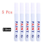 5pcs White Marker Paint Pens Waterproof Rubber Permanent Marker Pen Car Tyre Tread Environmental Tire Painting DIY Graffiti Pens
