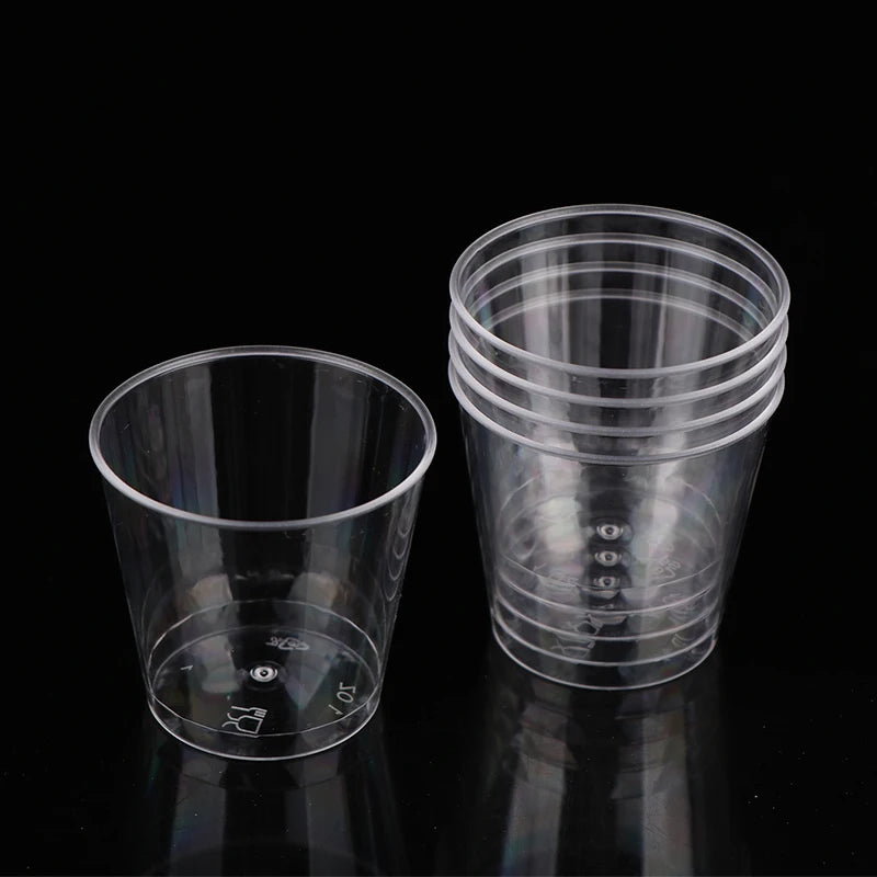 50Pcs Kitchen Party Shot Glasses Jelly Cups Tableware Tasting 30ML Disposable Mini Clear Plastic Cup Outdoor Picnic Birthday