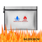 Fireproof & Waterproof Bag, File Storage Bag with Zipper Reusable Pouch for Certificates, Money, Cards (Black, Silver)