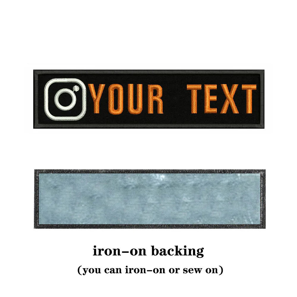 Instagram Logo 10X2.5cm Embroidery Custom Name Text Patch Stripes Badge Iron On Or  Patches