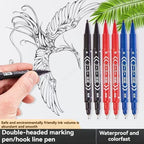 10Pcs/set Double Tip Art Black Blue ink Permanent Paint Marker Pen for Plastic Wood Stone Metal Glass Doodling Marking Graffiti