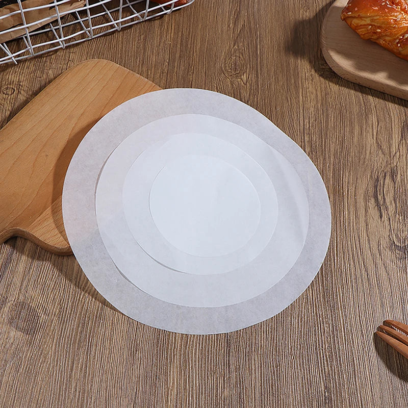 50pcs round Parchment Paper Baking Oiled Paper Air Deep-Fried Pot Paper Steamer Liners Barbecue Sheets Disposable