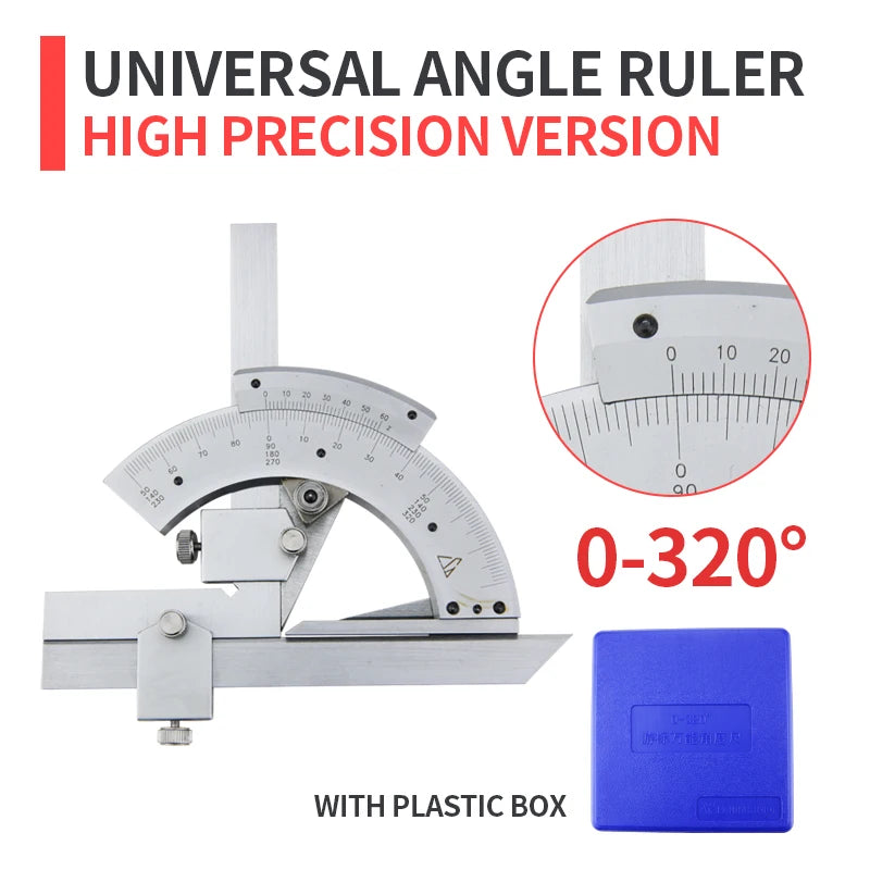 320/360° Universal Angle Ruler Carbon Steel Protractor Angle Measuring Instrument Magnifying Glass Woodworking Measuring Tools