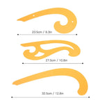 3pcs Plastic French Curve Ruler Set Smooth Double-Beveled Edges Yellow Drafting Curve Templates Flexible Drawing Templates
