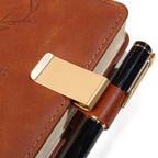 6-1PCS Stainless Steel Leather Pen Holder Pencil Clamps Notebook Bookmark Practical Organizer Clip Pen Holder Office Stationary