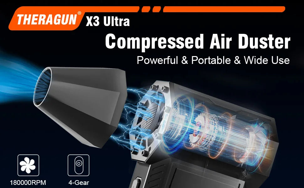 Updated X3Ultra Turbo Fan Jet,Mini Handheld 180000RPM Powerful Compressed air Duster for Car Dryer/PC/Home Cleaning