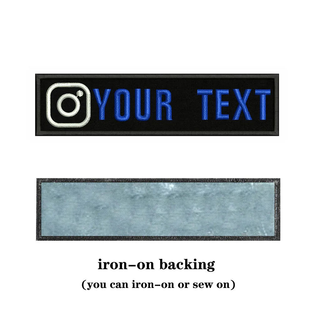 Instagram Logo 10X2.5cm Embroidery Custom Name Text Patch Stripes Badge Iron On Or  Patches