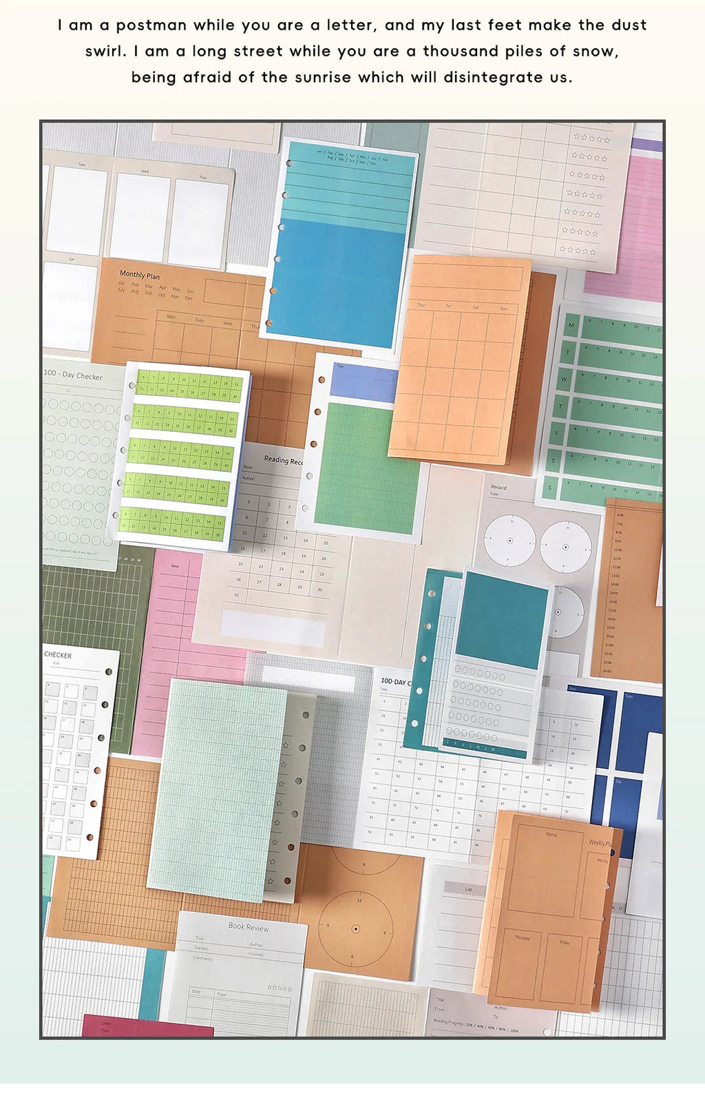 A7M5 Two Size 20Sheets Loose Leaf Inner Page Notebook Refill Spiral Weekly Monthly To Do Inside Paper Stationery