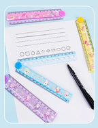 2Pcs Random 30cm Multi functional Foldable Ruler for Student Drawing Pattern Ruler