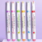 6-24pcs/set Heart Flower Line Shape Highlighter Pen Roller Tip Curve Liner Marker Kawaii Cute Stationery School Supplies