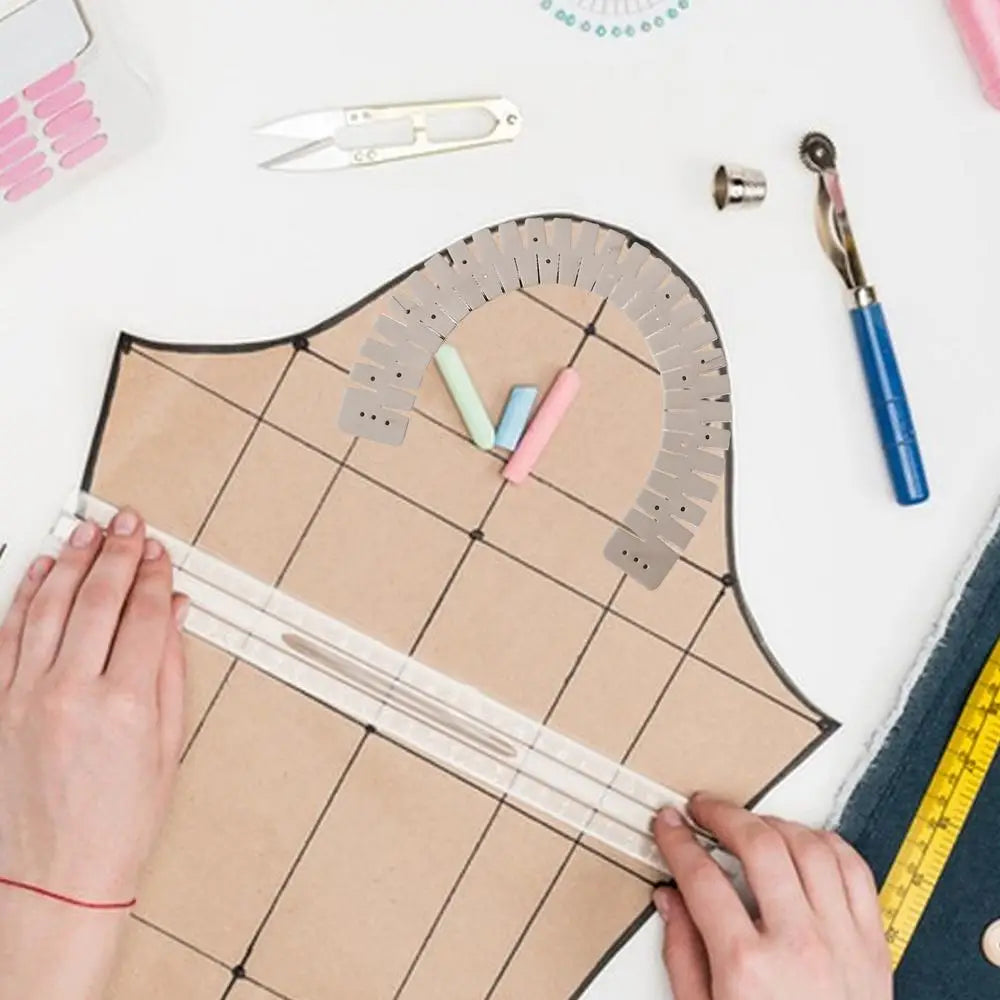 Hot Hemming Ruler Heat Resistant Hemmer Rulers Flexible Silicone Curve Scale Hemming Tool for Padding Sewing Cloth Fabric Pants
