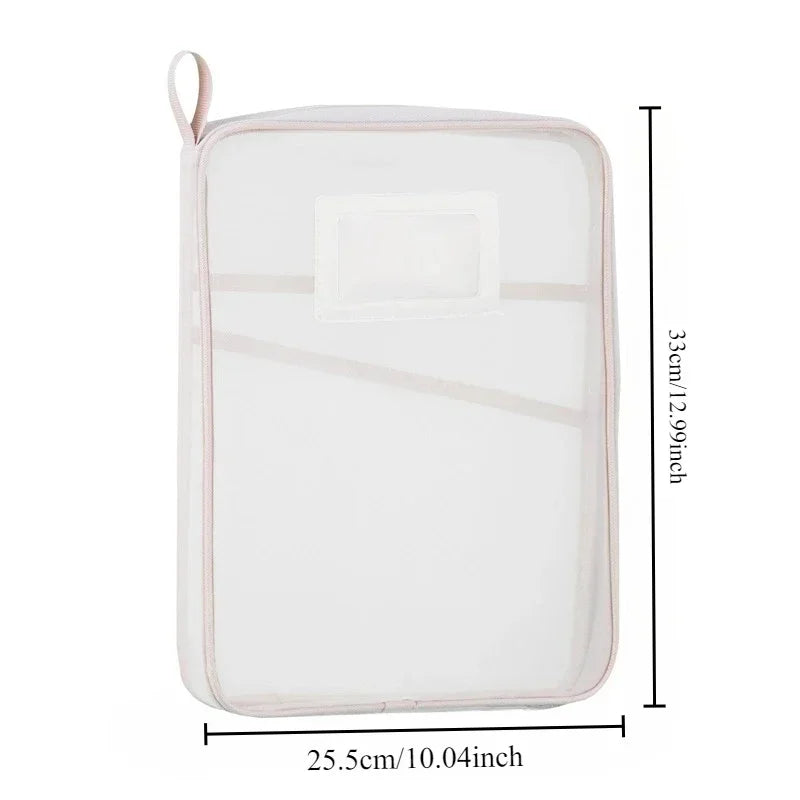 A4 Stationery Storage Bag Double-layer Mesh Zipper Bag Large Capacity Organizer Folders School Office Supplies Toy Storage