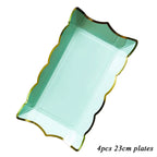 Rectangle Solid Color Disposable Tableware Paper Plates Kids Birthday Party Wedding Valentine's Day Decoration Supplies