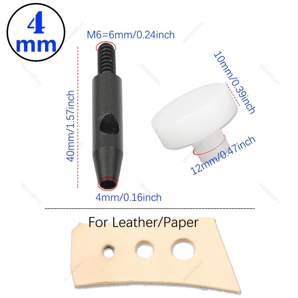 1Pcs M6 Thread Punching Suitable for European Vulcan 3 Round Spacing Cutting Dies LeatherCraft DIY Handmade Stitching Accessory
