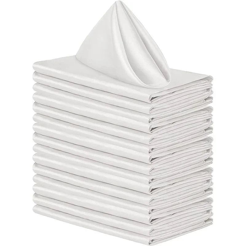 50pcs Satin Napkin 43cm*43cm Serving Table Decor Dinner Towel for Wedding Party Home Hotel Christmas Decor Table Napkins Green