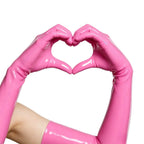 Pink Long Latex Gloves for Women & Men Natural Rubber Gloves Cosplay Costume Party Club wear