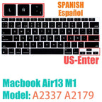 Keyboard Protective Film Silicone for 12-16' MacBook Air/Pro M1 M2 M3 Spanish Keyboard Cover Soft Protection Accessories Black