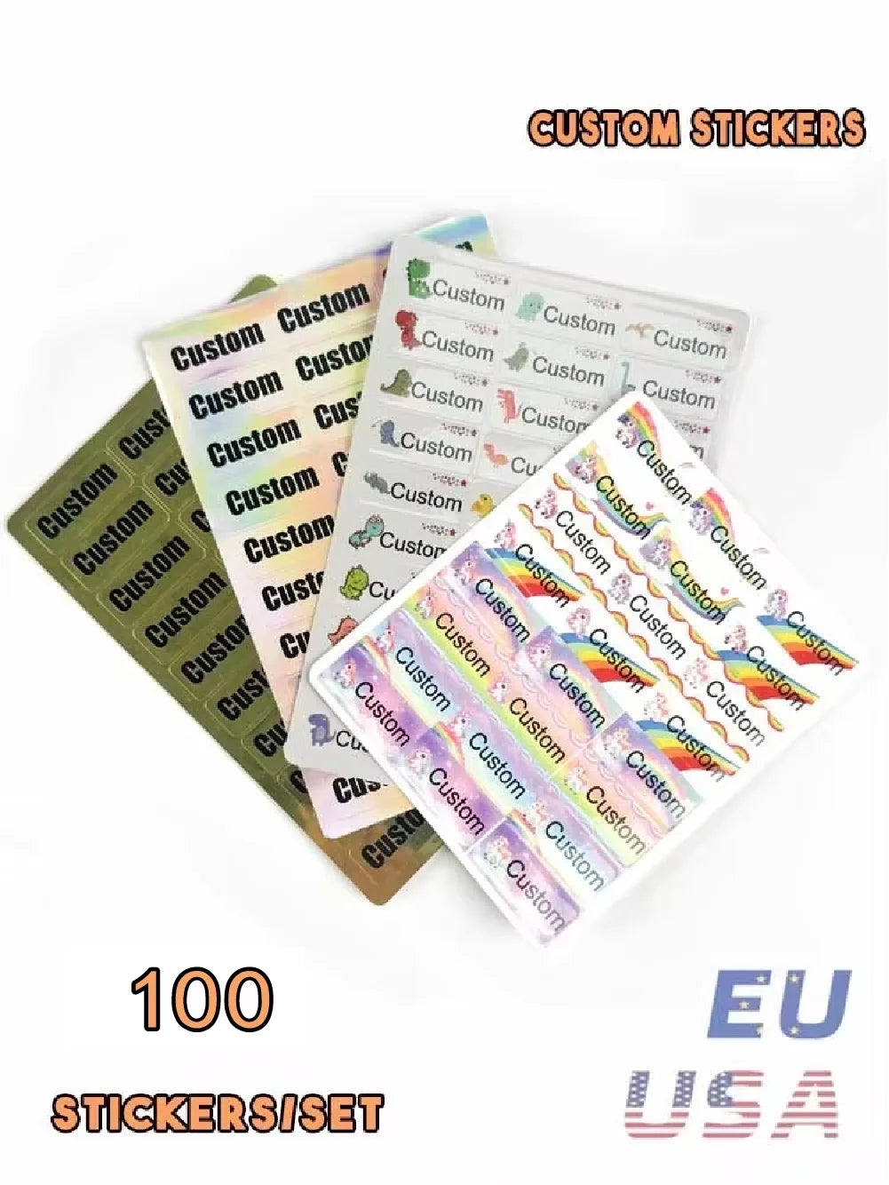 Custom Kawaii Name Tag Sticker Waterproof Stickers Decals Personalized Label for Children School Stationery Bottle
