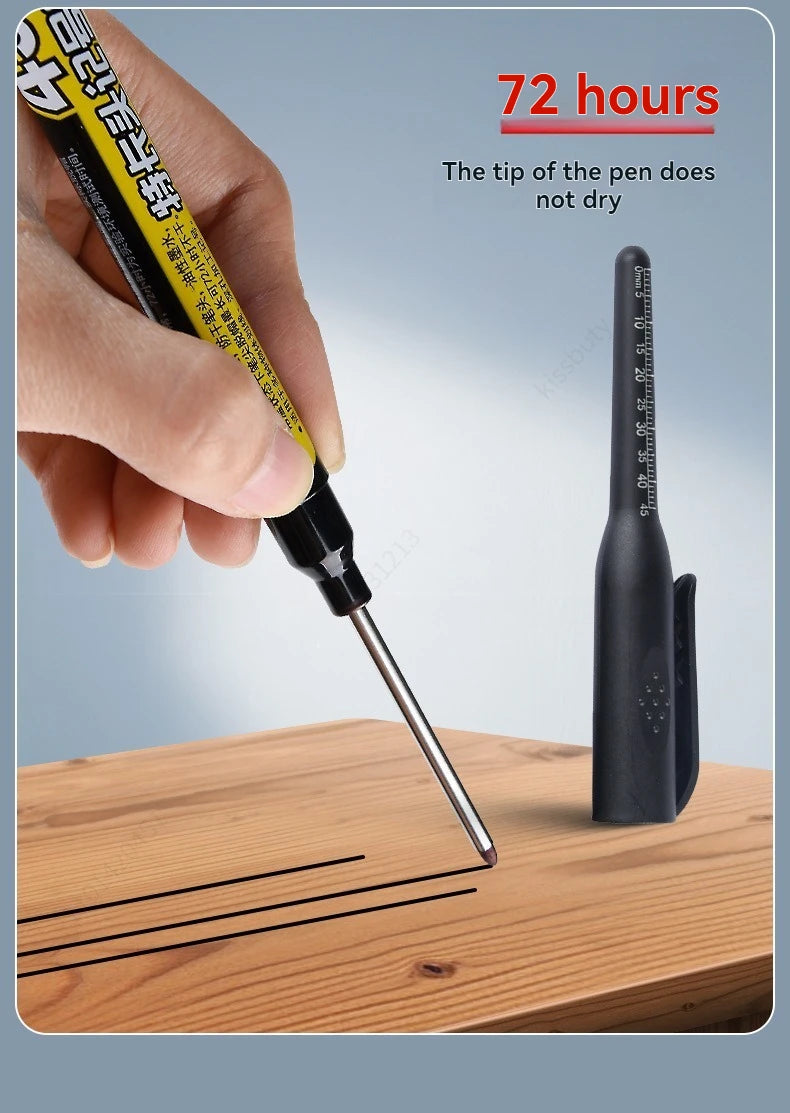 45mm Waterproof Long Head Nib Deep Hole Markers Pen Tile Carpenter Pen Multi-purpose for Woodworking Black/White/Red Ink