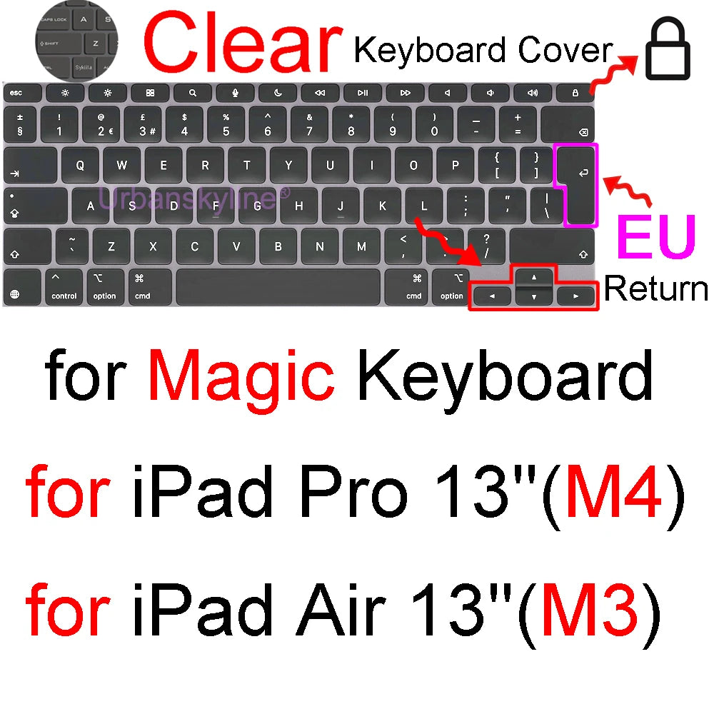 Keyboard Cover for iPad Pro 13 M4 12.9 Magic Keyboard Air 11 M3 10 10.5 10.9 M2 M1 Smart Case Folio Silicone Protector Skin TPU