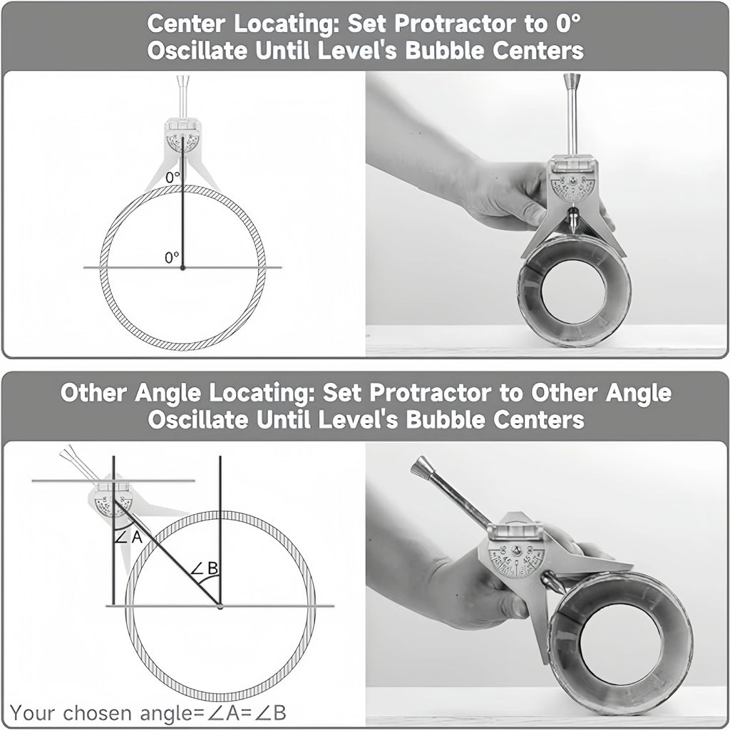 Pipe Center Finder, Pipefitter Tools W/Magnetic Centering Head Y-Type Pipe Fitting Tools W/Adjustable Dial Bubble Protractor