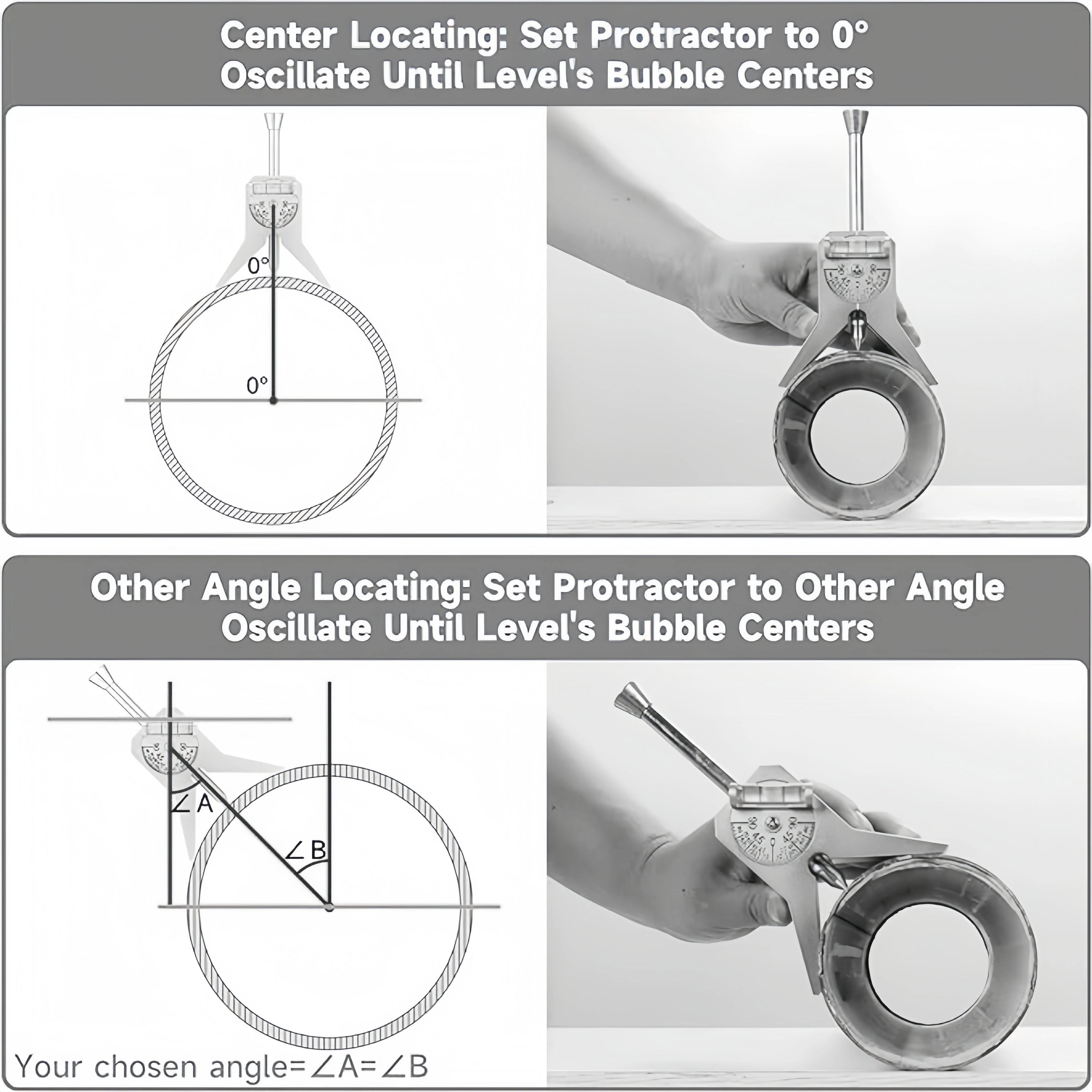 Pipe Center Finder, Pipefitter Tools W/Magnetic Centering Head Y-Type Pipe Fitting Tools W/Adjustable Dial Bubble Protractor