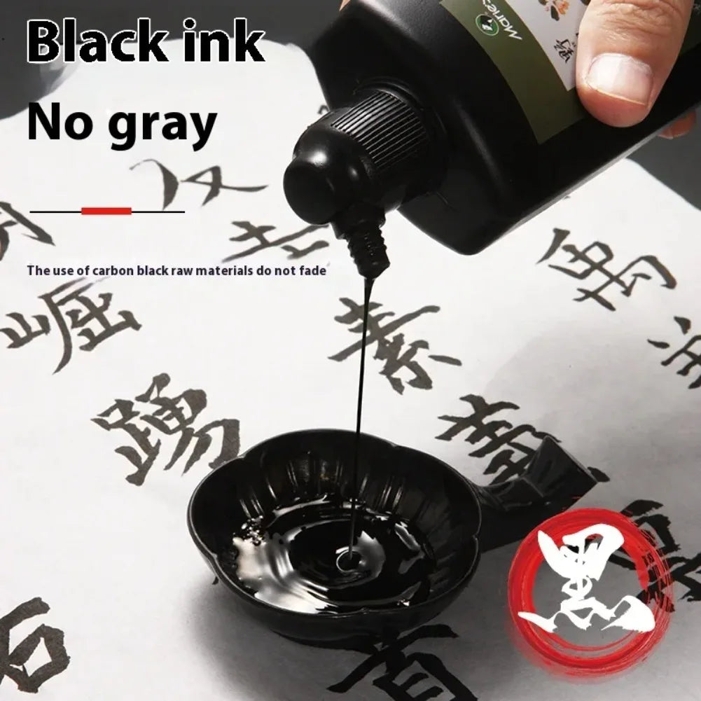 Professional Traditional Black Liquid Ink Chinese Calligraphy Sumi Painting Water-Based Drawing Ink for Writing Art Creation