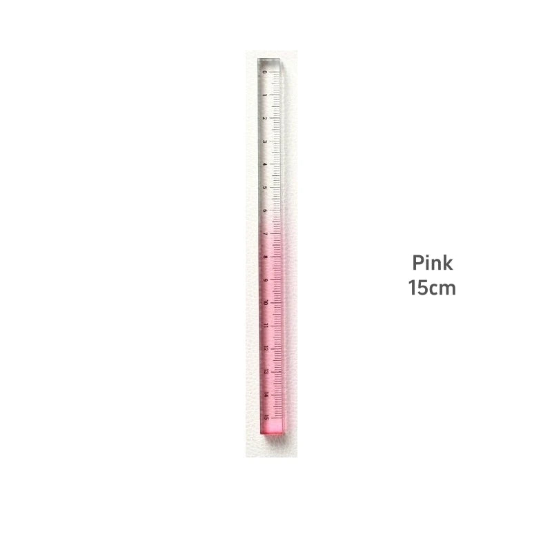 1pcs Colorful Clear Straight Ruler 15cm Four Edges Acrylic Transparent Gradient Lightweight Measuring Tools for Students A7795