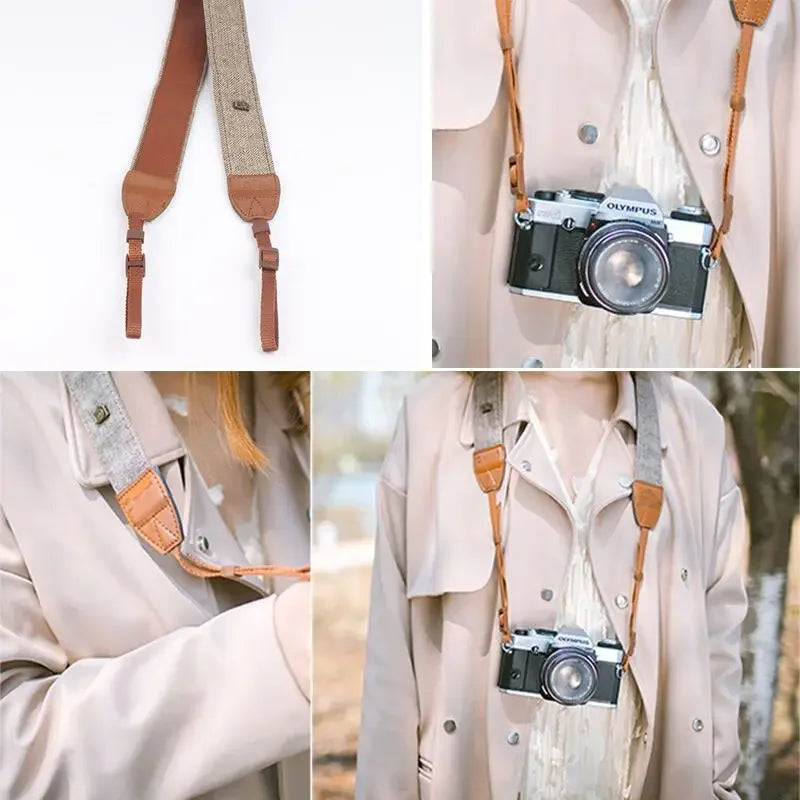 Portable Camera Strap Adjustable Cotton Leather Camera Shoulder Neck Strap Belt For Sony/ Nikon Camera Belt For DSLR Digital SLR